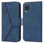 For Samsung Galaxy A12 5G / 4G Embossing Stripe RFID Leather Phone Case(Blue)