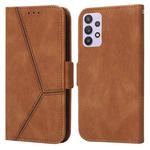 For Samsung Galaxy A32 5G Embossing Stripe RFID Leather Phone Case(Brown)