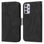 For Samsung Galaxy A32 5G Embossing Stripe RFID Leather Phone Case(Black)