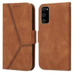 For Samsung Galaxy S20 FE Embossing Stripe RFID Leather Phone Case(Brown)
