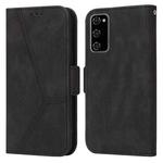 For Samsung Galaxy S20 FE Embossing Stripe RFID Leather Phone Case(Black)