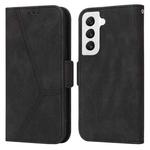 For Samsung Galaxy S22 5G Embossing Stripe RFID Leather Phone Case(Black)