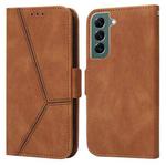 For Samsung Galaxy S22+ 5G Embossing Stripe RFID Leather Phone Case(Brown)