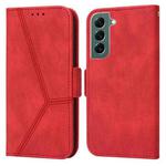 For Samsung Galaxy S22+ 5G Embossing Stripe RFID Leather Phone Case(Red)