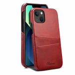 For iPhone 13 Suteni Calf Texture Back Cover Phone Case with Card Slots(Red)