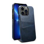 For iPhone 13 Pro Suteni Calf Texture Back Cover Phone Case with Card Slots (Blue)