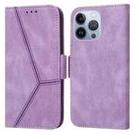 For iPhone 14 Pro Max Embossing Stripe RFID Leather Phone Case (Purple)