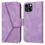 For iPhone 14 Plus Embossing Stripe RFID Leather Phone Case (Purple)
