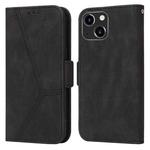 For iPhone 14 Plus Embossing Stripe RFID Leather Phone Case (Black)