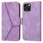 For iPhone 14 Embossing Stripe RFID Leather Phone Case (Purple)