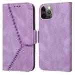 For iPhone 13 Pro Max Embossing Stripe RFID Leather Phone Case (Purple)
