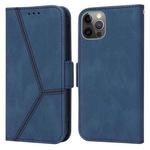 For iPhone 13 Pro Max Embossing Stripe RFID Leather Phone Case (Blue)