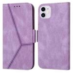 For iPhone 12 mini Embossing Stripe RFID Leather Phone Case (Purple)