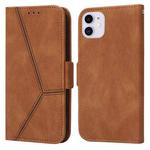 For iPhone 11 Embossing Stripe RFID Leather Phone Case (Brown)