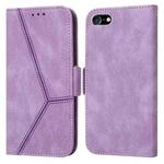 For iPhone SE 2022 / SE 2020 / 8 / 7 Embossing Stripe RFID Leather Phone Case(Purple)