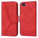 For iPhone SE 2022 / SE 2020 / 8 / 7 Embossing Stripe RFID Leather Phone Case(Red)
