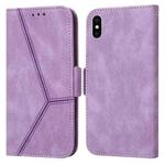 For iPhone X / XS Embossing Stripe RFID Leather Phone Case(Purple)