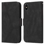 For iPhone X / XS Embossing Stripe RFID Leather Phone Case(Black)