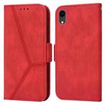 For iPhone XR Embossing Stripe RFID Leather Phone Case(Red)