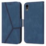 For iPhone XR Embossing Stripe RFID Leather Phone Case(Blue)
