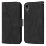 For iPhone XR Embossing Stripe RFID Leather Phone Case(Black)