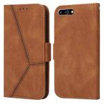 Embossing Stripe RFID Leather Phone Case For iPhone 8 Plus / 7 Plus(Brown)