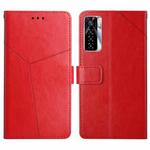 For Tecno Camon 17 Pro HT01 Y-shaped Pattern Flip Leather Phone Case(Red)