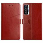 For Tecno Camon 17 Pro HT01 Y-shaped Pattern Flip Leather Phone Case(Brown)