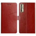 For Tecno Camon 17P HT01 Y-shaped Pattern Flip Leather Phone Case(Brown)