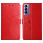 For Tecno Camon 18P HT01 Y-shaped Pattern Flip Leather Phone Case(Red)