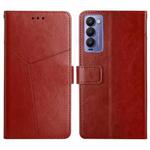 For Tecno Camon 18P HT01 Y-shaped Pattern Flip Leather Phone Case(Brown)