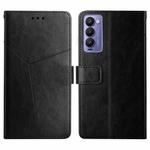 For Tecno Camon 18P HT01 Y-shaped Pattern Flip Leather Phone Case(Black)