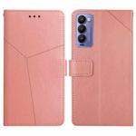 For Tecno Camon 18P HT01 Y-shaped Pattern Flip Leather Phone Case(Pink)