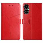 For Tecno Camon 19 4G HT01 Y-shaped Pattern Flip Leather Phone Case(Red)
