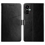 For Tecno Camon 19 4G HT01 Y-shaped Pattern Flip Leather Phone Case(Black)