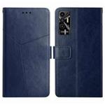 For Tecno Pova 2 HT01 Y-shaped Pattern Flip Leather Phone Case(Blue)