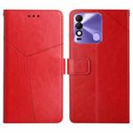 For Tecno Spark 8 HT01 Y-shaped Pattern Flip Leather Phone Case(Red)