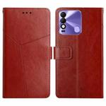 For Tecno Spark 8 HT01 Y-shaped Pattern Flip Leather Phone Case(Brown)