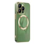 For iPhone 14 Plus 6D Gold Plated Magsafe Magnetic Phone Case (Green)