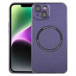 For iPhone 14 Plus Frosted MagSafe Magnetic Phone Case with Lens Film (Purple)