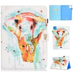 For iPad Pro 11 2020 Sewing Thread TPU Left and Right Flat Leather Tablet Case with Sleep Function & Card Slot & Buckle Anti-skid Strip and Pen Cover(Watercolor Elephant)