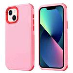 For iPhone 14 Plus 3 in 1 Four Corner Shockproof Phone Case(Pink+Red)
