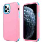 For iPhone 12 3 in 1 Four Corner Shockproof Phone Case(Pink+Royal Blue)