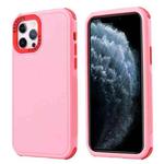 For iPhone 12 Pro Max 3 in 1 Four Corner Shockproof Phone Case(Pink+Red)