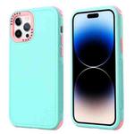 For iPhone 14 Pro 3 in 1 Four Corner Shockproof Phone Case(Gray Green+Pink)