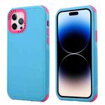 For iPhone 14 Pro Max 3 in 1 Four Corner Shockproof Phone Case (Sky Blue+Rose Red)