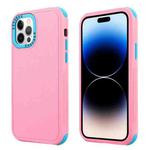 For iPhone 14 Pro Max 3 in 1 Four Corner Shockproof Phone Case (Pink+Royal Blue)