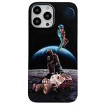 For iPhone 12 Frosted Space Astronaut Phone Case(Black)