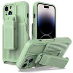 For iPhone 14 Pro Max Explorer Series Back Clip Holder PC Phone Case (Cyan)