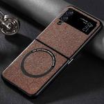 For Samsung Galaxy Z Flip4 Wireless Charging Magnetic Phone Case(Brown)